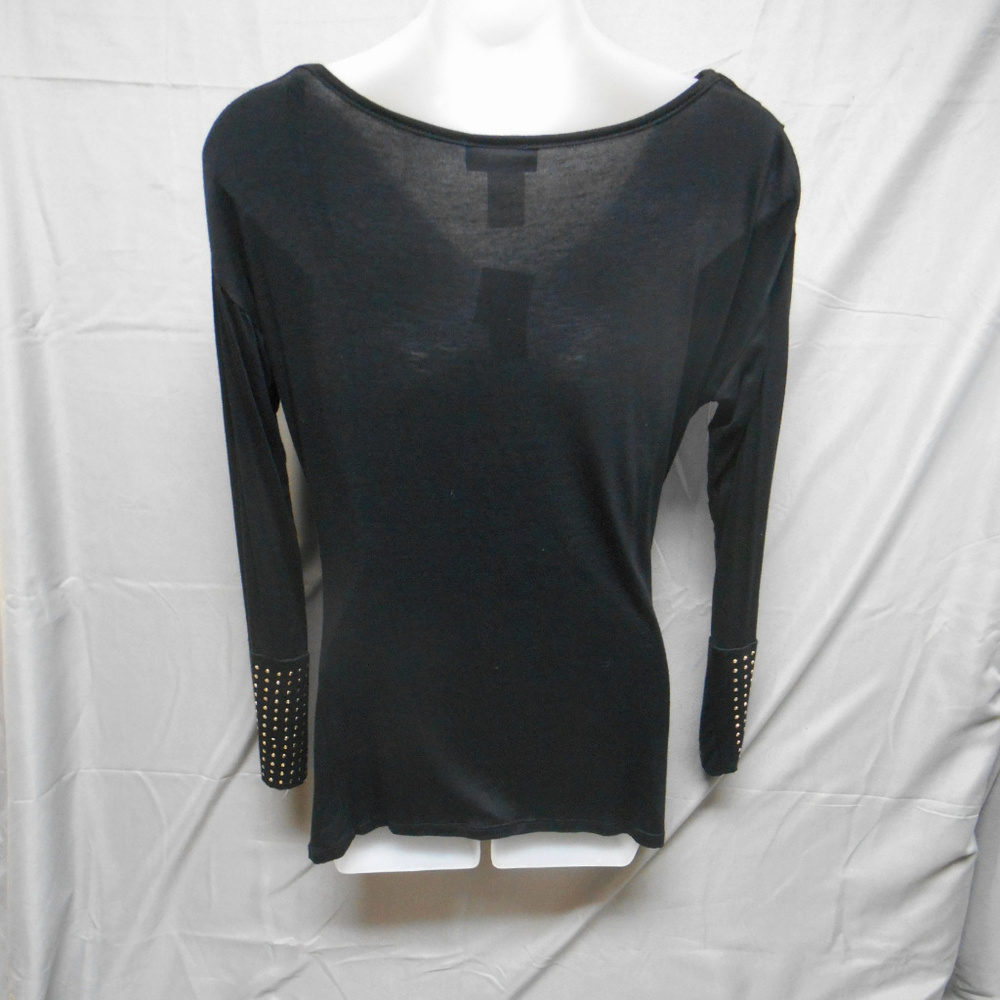 NWT Panhandle Slim black drape neck top junior’s L - Picture 2 of 3